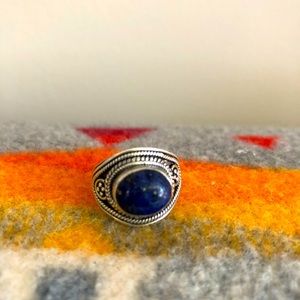 Thick sterling silver lapis lazuli ring 7.75